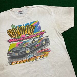 Vintage Corvette Shirt Mens XL White 1999 Graham Motorsports Willard Ohio 90s